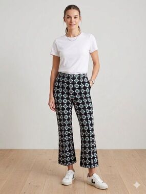 Maeve Anthropologie The Margot Cropped Flare Artsy Elastic Waist Pants